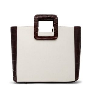 NEW STAUD Shirley Canvas Tote Bag in Natural Brown